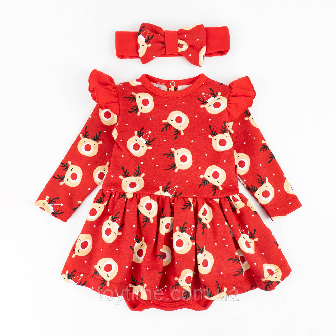 Боді-сукня для дівчинки з крильцями та пов'язкою з оленями Deer, фото 1