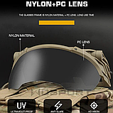 Захисне балістичне скло трансформер візор Wosport з кріпленням до шолома FAST койот, фото 4