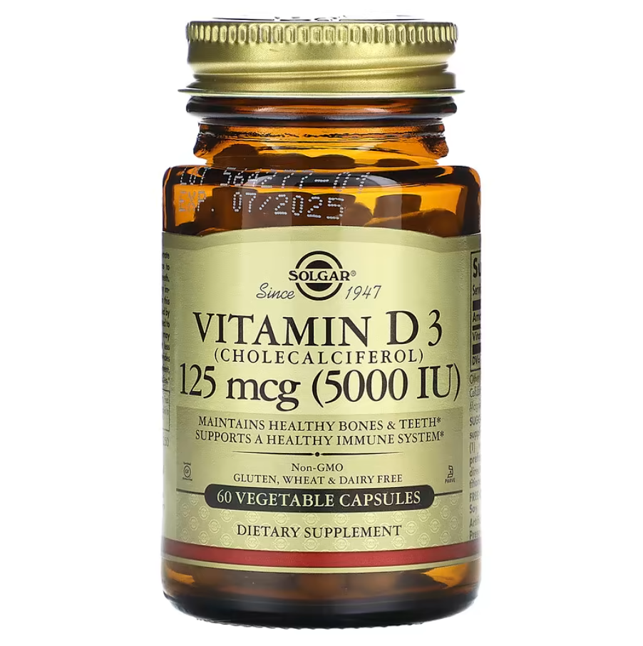 Vitamin D3 125 мкг 5000 IU Solgar 60 капсул