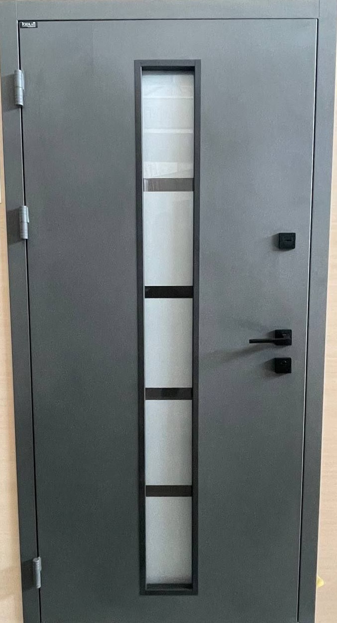 Двері вхідні металеві StreetTERMO Склопакет терморозрив Антрацит/Бетон 950х2040х80 Ліве/Праве
