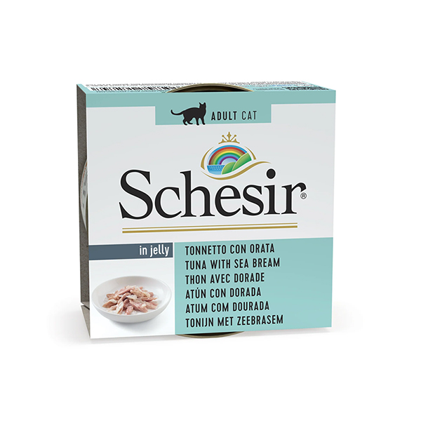 Вологий корм для котів Schesir (Шезір) Tuna with Dorada з тунцем та дорадою шматочки в желе 85 г