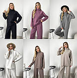 Фрезовий теплий жіночий костюм зі щільної трикотажної ангори з високим горлом, фото 8