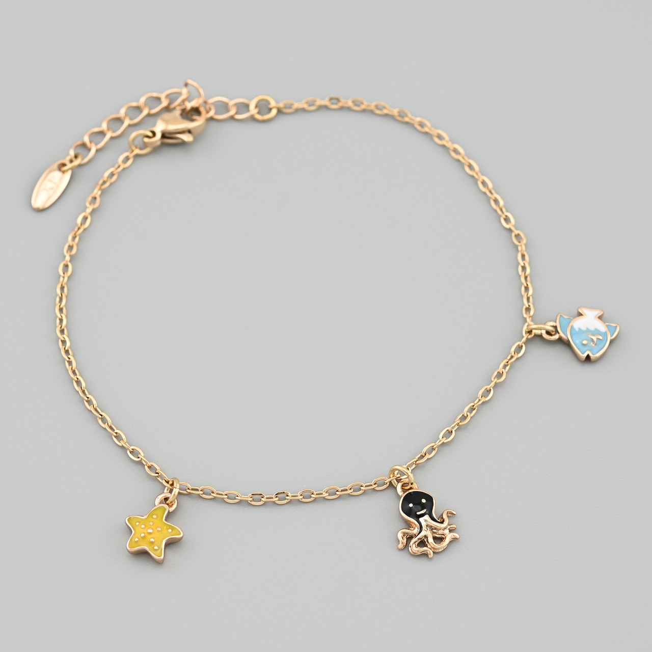 Браслет Морський коктейль 48307 ширина 1.5 мм емаль позолота 18К довжина 17+4, фото 1