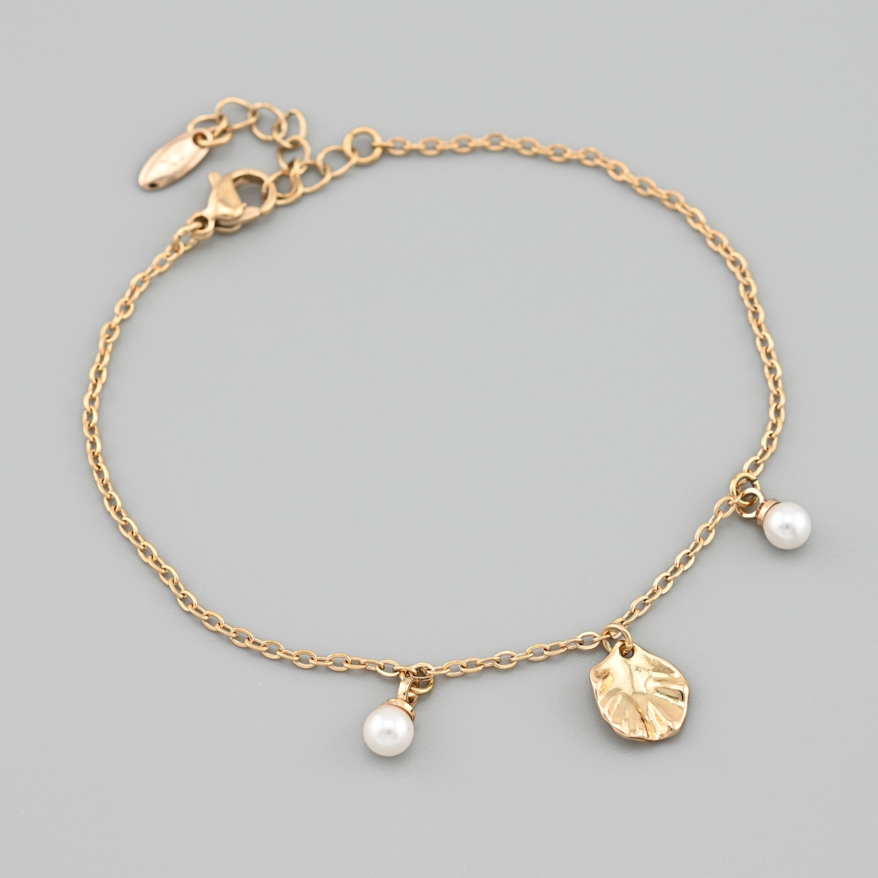 Браслет Ніжна перлина 48291 ширина 1.5 мм штучні перли позолота 18К довжина 17+3, фото 1