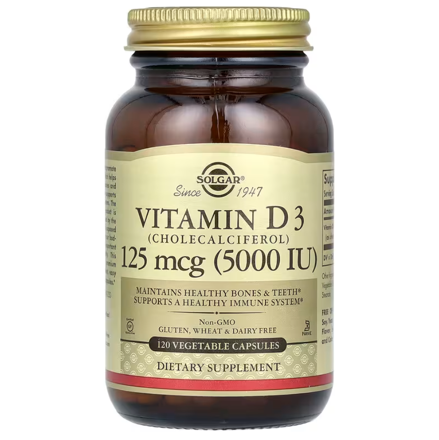 Vitamin D3 Cholecalciferol 125 мкг 5000 IU Solgar 120 капсул, фото 1