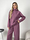 Фрезовий теплий жіночий костюм зі щільної трикотажної ангори з високим горлом, фото 2