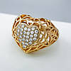 Кільце позолота, Ажурне Серце з цирконію; р.18; Xuping 18К, фото 3