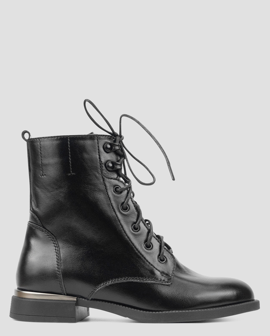 Черевики високі жіночі демісезонні чорні натуральна шкіра лакована Україна VM Villomi — розмір 36 (23 см) (модель:, фото 1