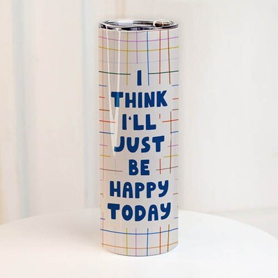 Термочашка з принтом I think I'll just be happy today, фото 1