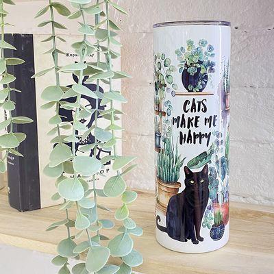 Термочашка з принтом Cats make me happy, фото 1