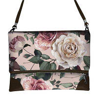 Сумка на плече жіноча Pretty Троянди на пудровому фоні