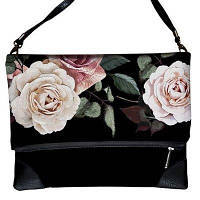 Сумка на плече жіноча Pretty Троянди на чорному фоні