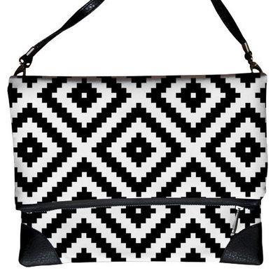 Сумка на плече жіноча Pretty Чорно-білий геометричний ромб, фото 1