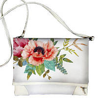Сумка на плече жіноча Pretty Півонія на білому фоні