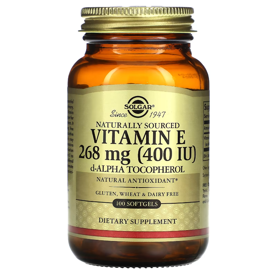 Vitamin E Naturally Sourced 268 мг 400 IU Solgar 100 капсул, фото 1