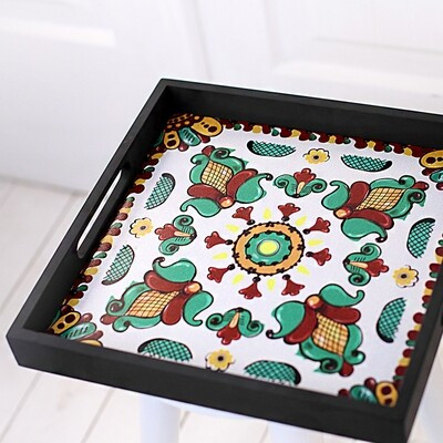 Дерев’яна таця з принтом Косівський орнамент, фото 1