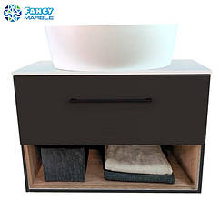 Сіра тумба для ванної зі стільницею 80 см під умивальник-чашу Fancy Marble Mill