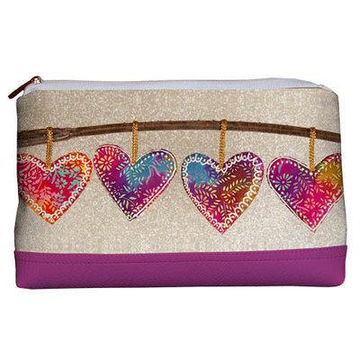 Косметичка дорожня жіноча Lovely Серця на гілці з рожевим шкірзамом, фото 1