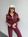 Бордовий теплий жіночий костюм із турецької тринитки на флісі: штани та кофта, фото 6