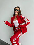 Червоний теплий жіночий костюм із турецької тринитки на флісі: штани та кофта, фото 4