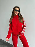 Червоний теплий жіночий костюм із турецької тринитки на флісі: штани та кофта, фото 8