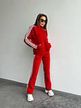 Червоний теплий жіночий костюм із турецької тринитки на флісі: штани та кофта, фото 2