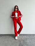 Червоний теплий жіночий костюм із турецької тринитки на флісі: штани та кофта, фото 6
