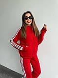 Червоний теплий жіночий костюм із турецької тринитки на флісі: штани та кофта, фото 3