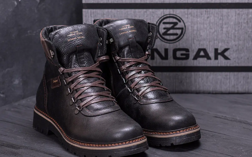 Високі шкіряні чоловічі черевики з подвійною застібкою шнурівка та блискавка чорного кольору