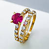 Кільце,  2в1 з цирконій під рубін; р.17; р.17.5; медсплав Xuping 18К, фото 5