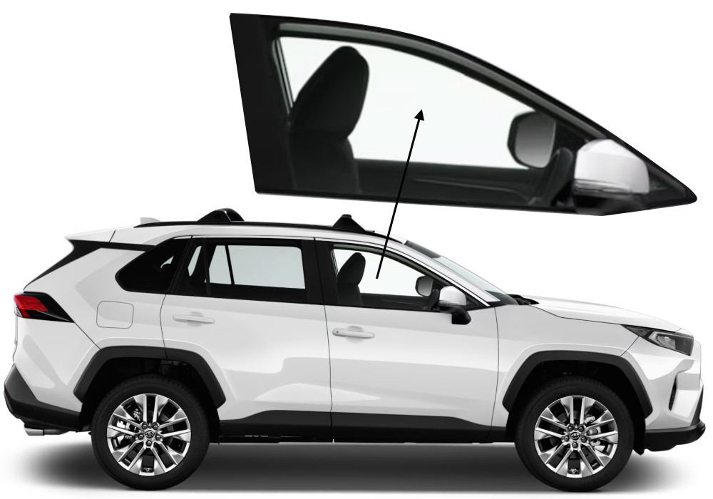 Бічне скло Toyota RAV-4 2018-2024 передніх дверей праве, фото 1