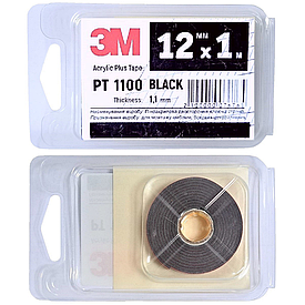 Монтажний двосторонній скотч середної міцності чорний 3M PT1100 1,1 мм 12мм×1м