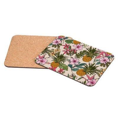 Підставка під гаряче 25х19 см (корок) Ананаси та квіти, фото 1