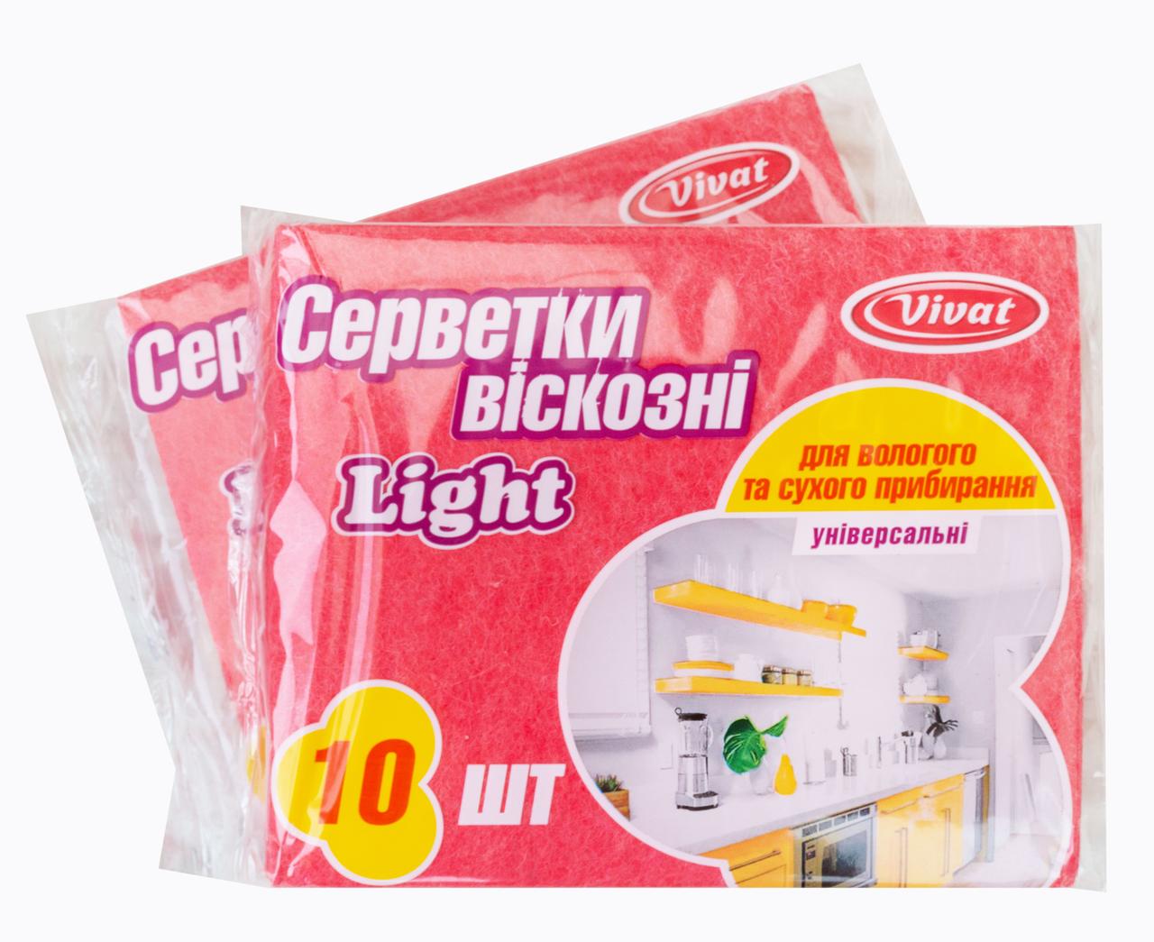 Серветка віскозна Light червона 10 шт/уп (Vivat) 36.5*30 см, фото 1