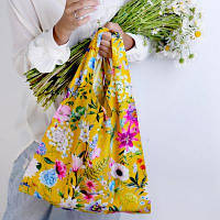 Сумка для покупок складна Квіти на жовтому фоні