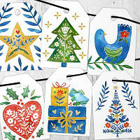 Подарункові бірки, 6 шт,  Різдвяна зірка