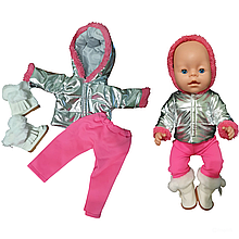 Одяг для ляльки Baby Born / Бебі Бона  40 - 43 см набір із взуттям зимовий сріблястий 8857 / 8698