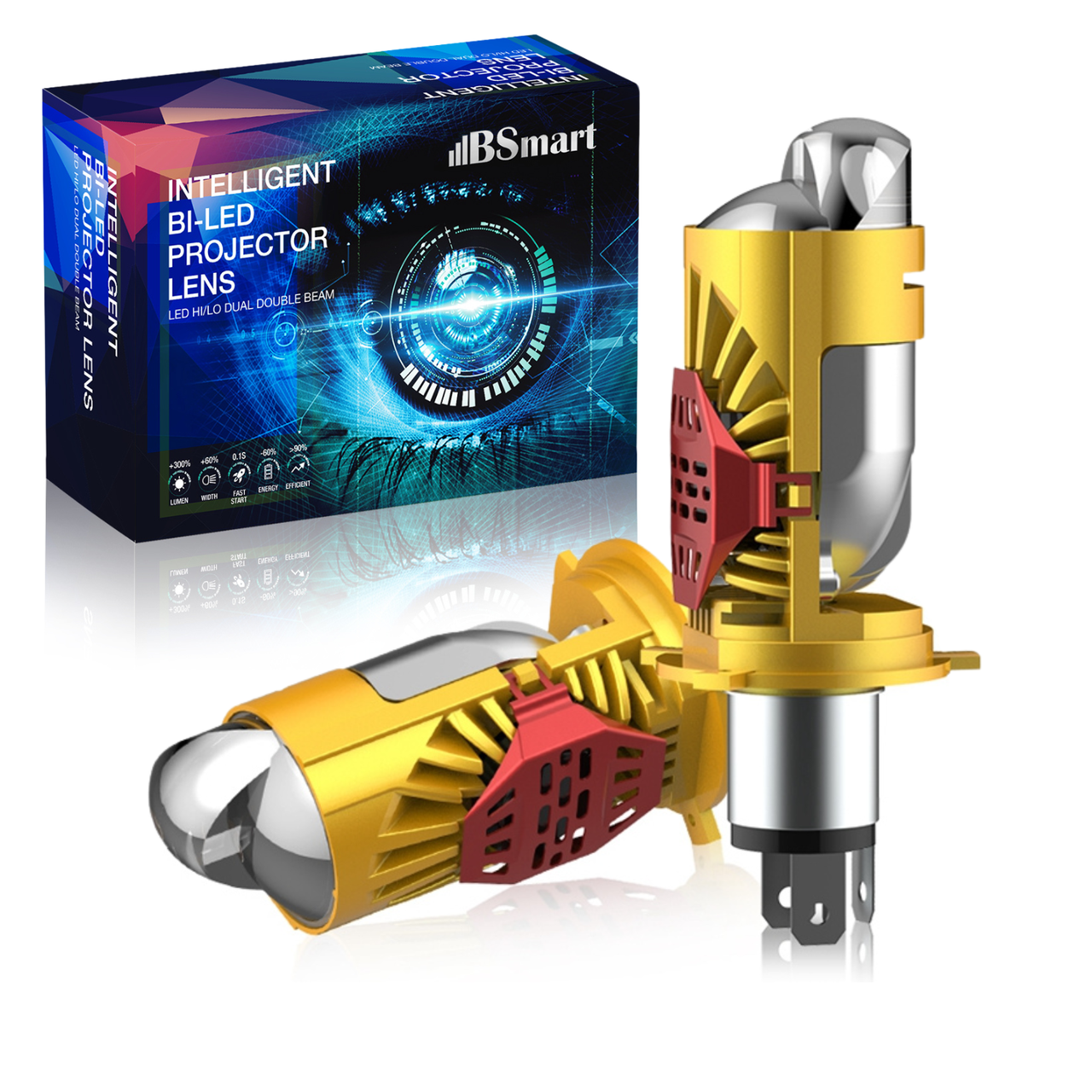 Міні лінзи автомобільні mini Bi-LED BSmart BS09 цоколь H4 36W / 55W, фото 1