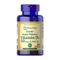 Puritan's Pride Vitamin D3 50 mcg (2,000 IU) (200 softgels)