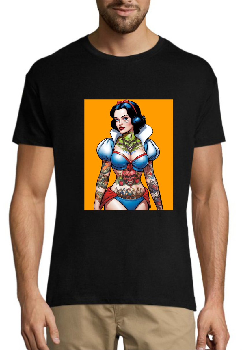 Чоловіча футболка з принтом Білосніжка ,молодіжна бавовняна футболка розмір S, фото 1