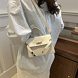 Жіноча сумка 8010 крос-боді бархатна велюрова замшева на ремінці біла молочна, фото 6
