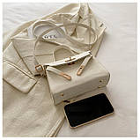 Жіноча сумка 8010 крос-боді бархатна велюрова замшева на ремінці біла молочна, фото 4