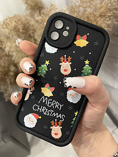 Чорний новорічний різдвяний чохол на iPhone 13