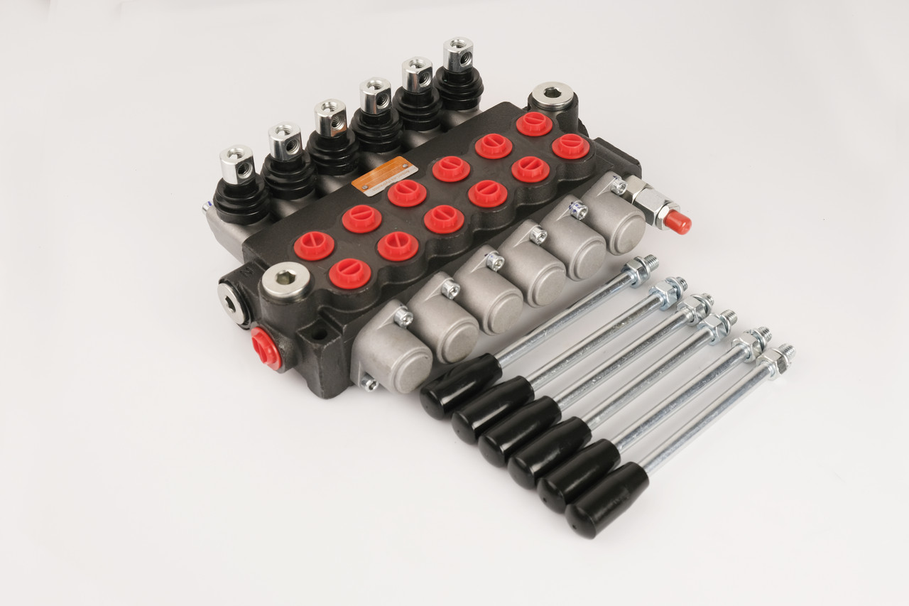 Гідророзподілювач 06P40A1A1A1A1A1A1GKZ1-20 моноблочний 6-ти секційний ручний, Pmax 250 Бар, Qmax 40 л/хв.