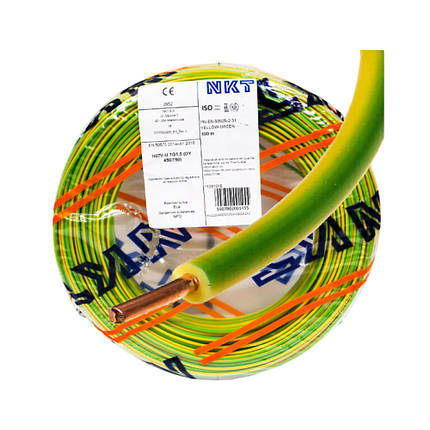 Провід NKT (LGY) H07V-K ПВ-3 1х4 жовто-зелений (NKT) yellow-green, фото 3