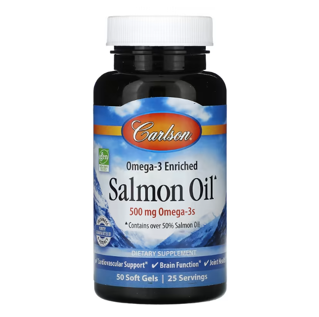 Омега-3 обогащенный лососевым жиром Salmon oil Carlson 500 мг 50 капсул