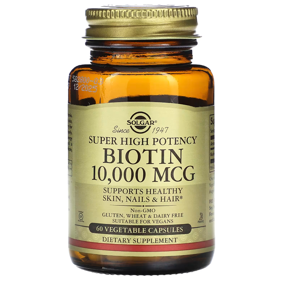 Super High Potency Biotin 10000 мкг Solgar 60 капсул, фото 1