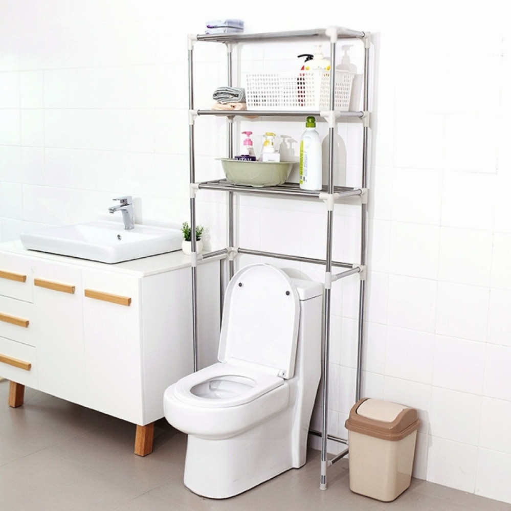 Підлоговий стелаж над унітазом Металева стійка з полицями у ванну кімнату 148х55х25 см, фото 1