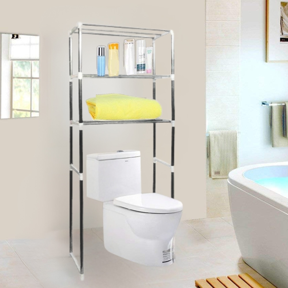 Полиця стійка над унітазом підлогова Металевий стелаж у ванну кімнату 148х55х25 см, фото 1