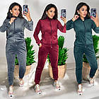 Жіночий велюровий костюм фіолетовий теплий на флісі з капюшоном, фото 6